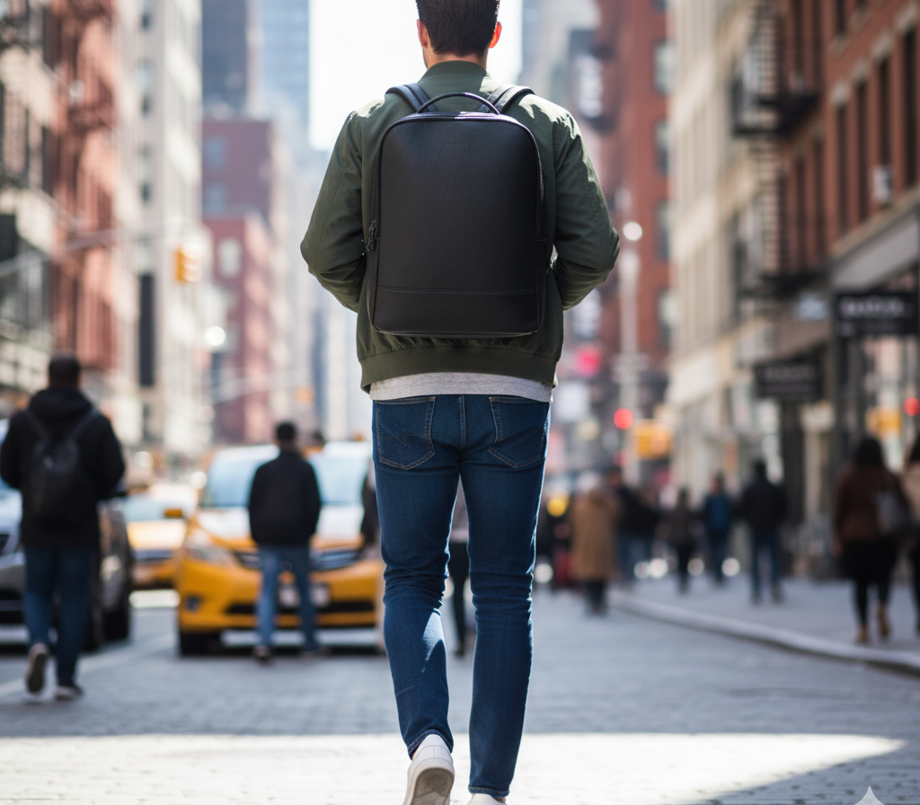 Black - Acacia Unisex Vegan Laptop Backpack