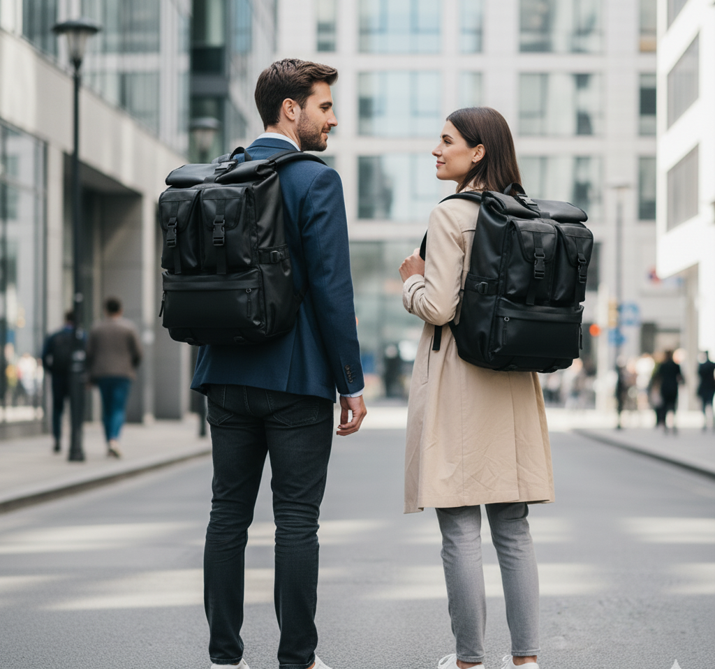 Versatile Black Travel Backpack – Large Capacity, Functional Design